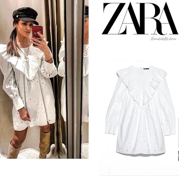 Zara Dresses & Skirts - NWT Zara White Ruffled Openwork Embroidery Dress